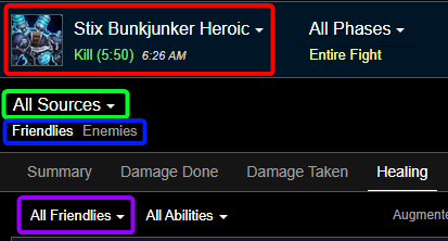 Warcraft Logs scope filters